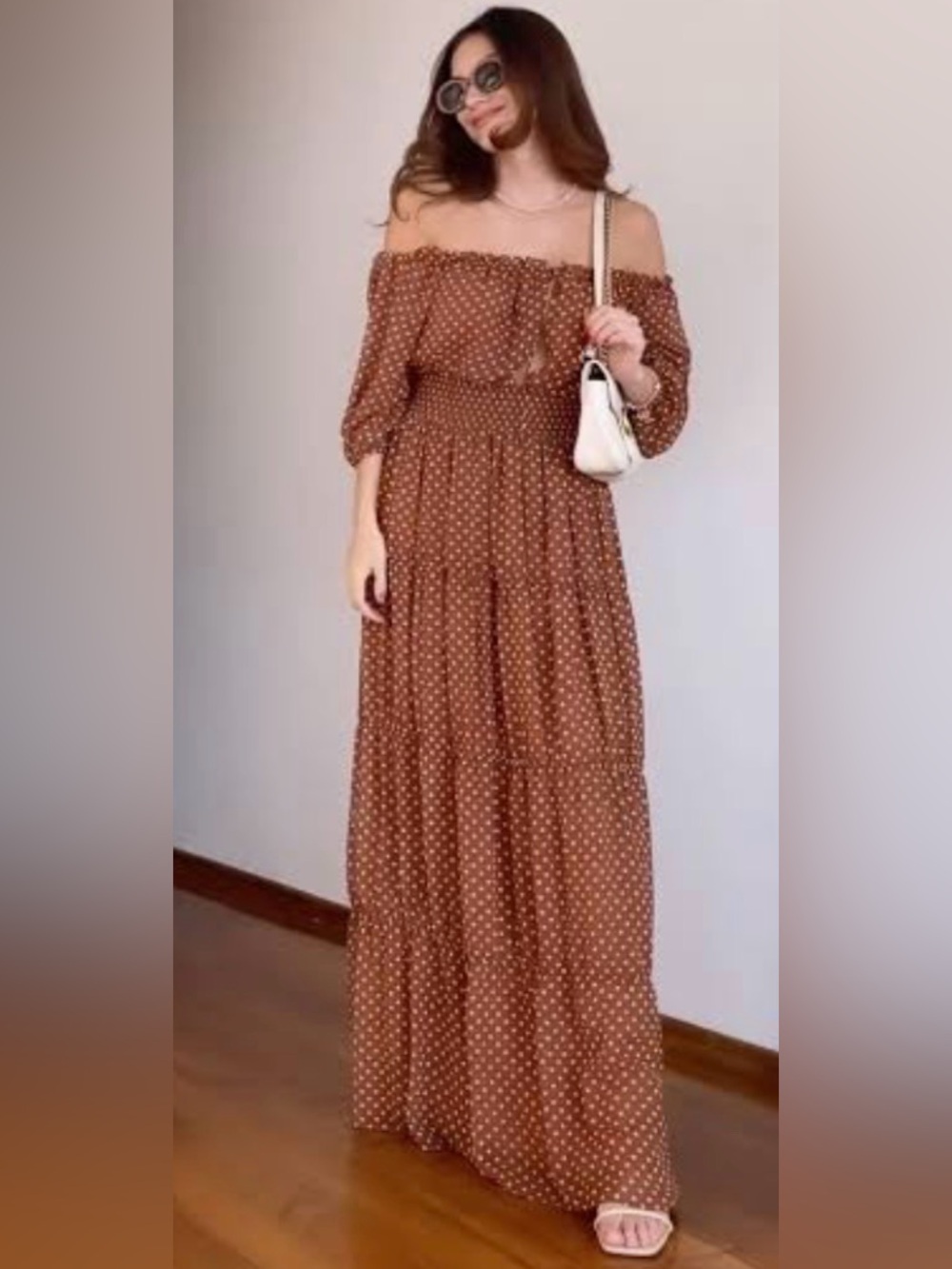 House of Harlow 1960 x REVOLVE Sapphire Dress S NWOT Brown Polka Dot Maxi Dress - Picture 7 of 8